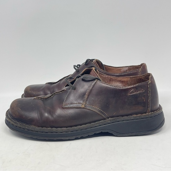 Clarks Active Air Shoes Mens 10.5 M Brown Leather Bicycle Toe Casual Comfort